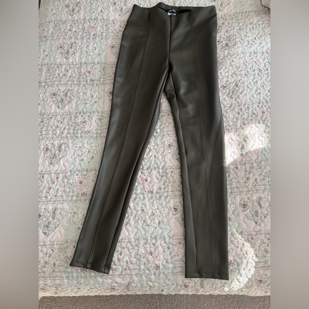 Express Faux Leather Gunmetal- Colored Pants